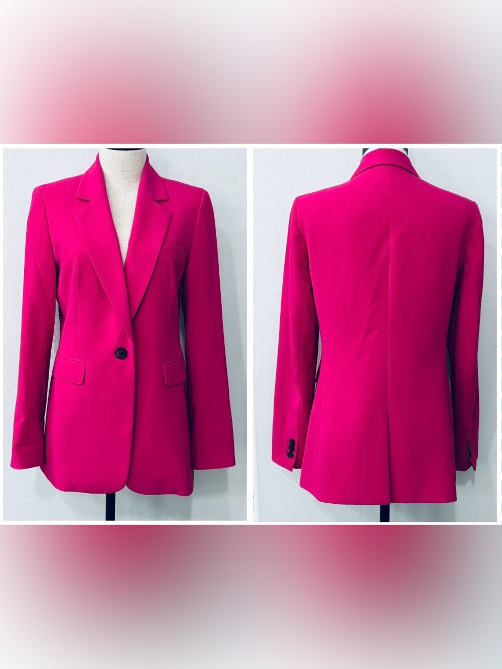 women’s Bar III bright fuchsia pink button blazer EUC - size 6
